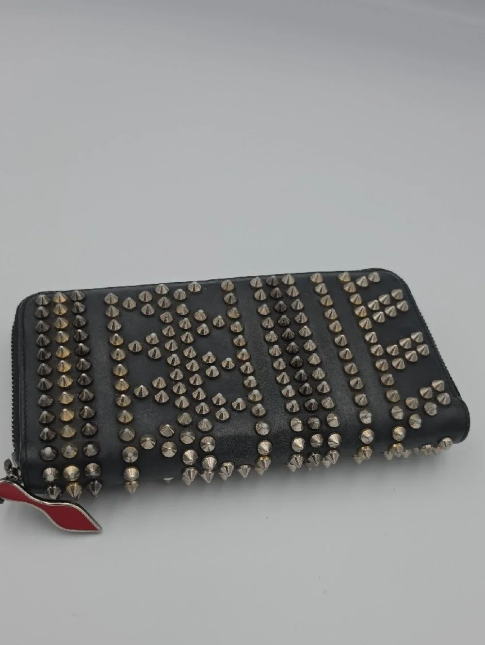 Christian Louboutin Black Studded Gold/Silver/Gun Metal Zip Long Wallet (EUC)✨️